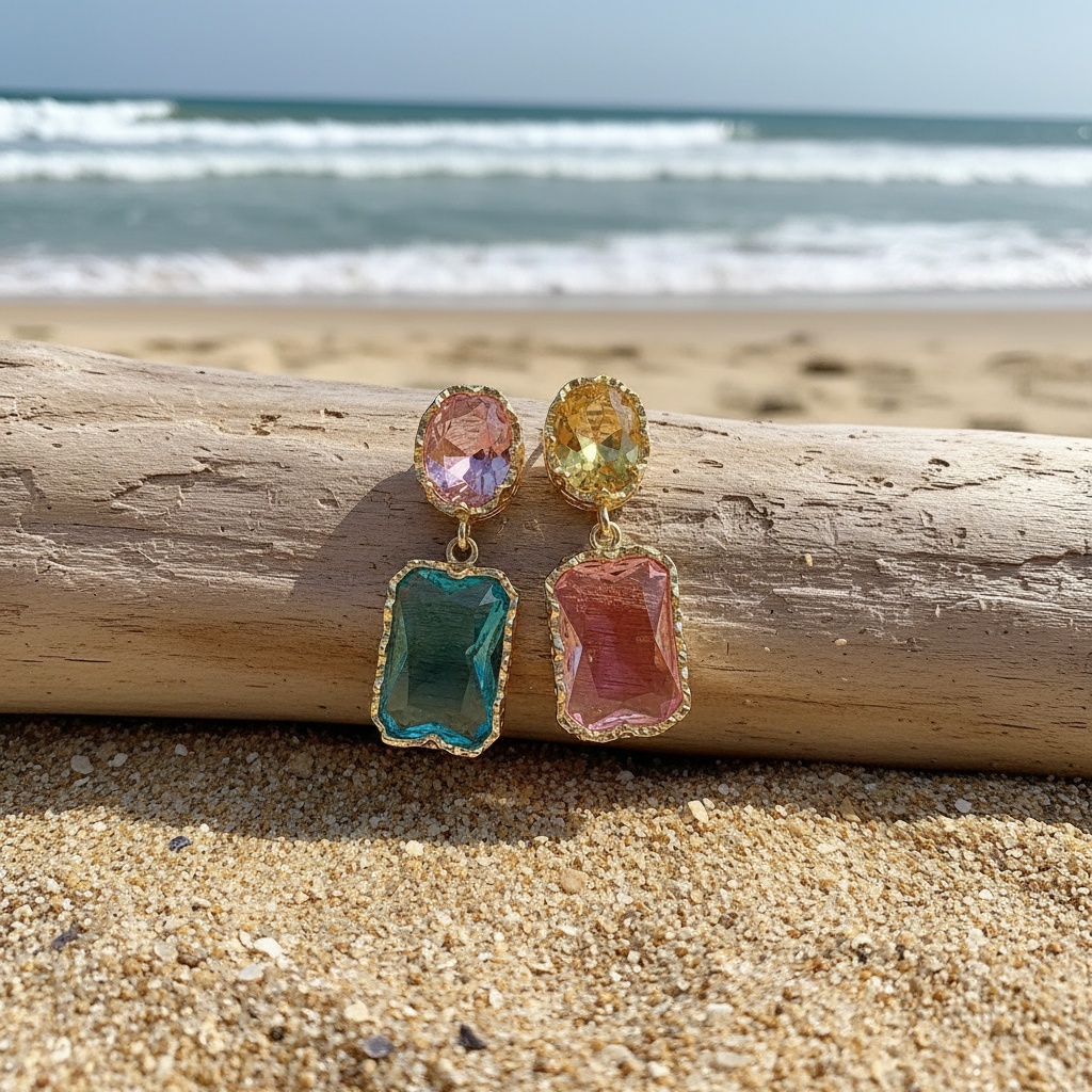 Colorful Asymmetrical Pendant Earrings for Women